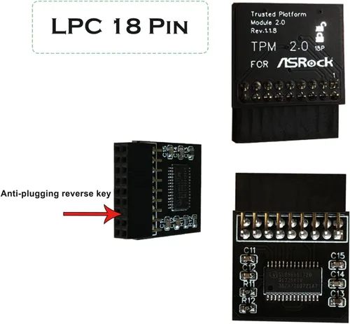 Vista 5 de Profesional TPM2.0 Módulo de seguridad LPC 14 Pin como tarjeta de placas base bastidor de roca para como roca TPM2-SLI-S-SPI plataforma pieza