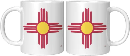 Vista 3 de ODDITEES New Mexico Mug Zia Symbol Taza de café 11oz Blanco