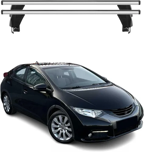 Vista 22 de Barras transversales de techo OMAC para Honda Civic Hatchback 1996-2000, con cierre, 49.9 kg, aluminio, negro, 2 piezas, se ajusta a portaequipajes