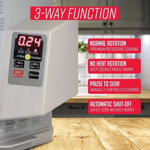 Vista 5 de Ronco Horno asador digital de encimera 5000 Platino, capacidad de 12 libras El pollo asado se cocina perfectamente, 3 funciones: asador, sear