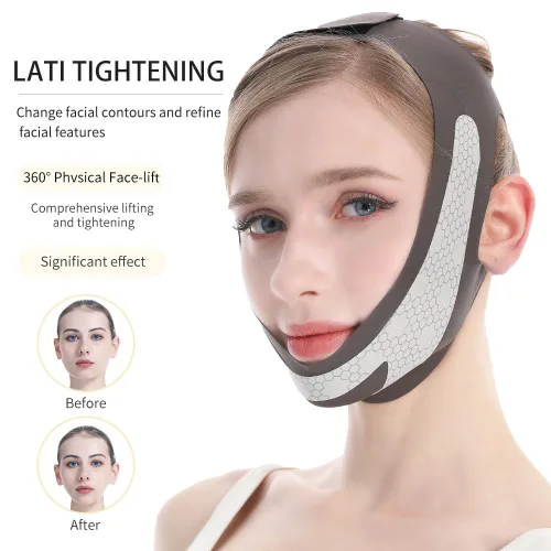 Vista 3 de Máscara de elevación de línea V de grafeno, correa de elevación facial para dormir, correa de barbilla reutilizable y ajustable para levantar