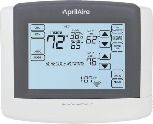 Vista 9 de AprilAire 8910W Termostato programable Wi-Fi de pantalla táctil con control IAQ; compatible con Amazon Alexa y Google Assistant