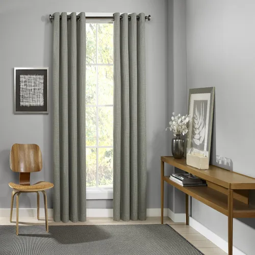 Vista 4 de ECLIPSE Cortinas opacas para dormitorio, 52 x 63 pulgadas, aislamiento térmico, panel individual con ojales, tratamiento de ventana, sala de estar