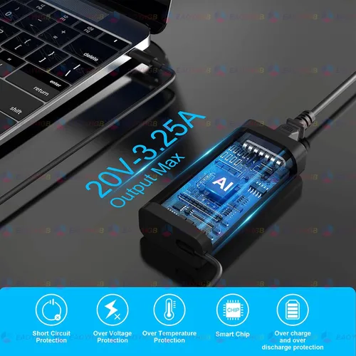 Vista 2 de Cargador USB tipo C de 65 W compatible con Dell Latitude 5440 5540 5450 Negro 1