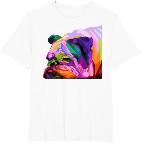 Vista 64 de Camiseta de retrato pop artístico de bulldog británico inglés para dueños de perros, Negro, S