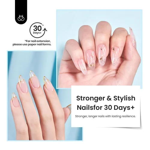 Vista 6 de Beetles - Gel constructor para uñas, 2 unidades de gel transparente 8 en 1 para ápice instantáneo, fortalecimiento y extensión, apto