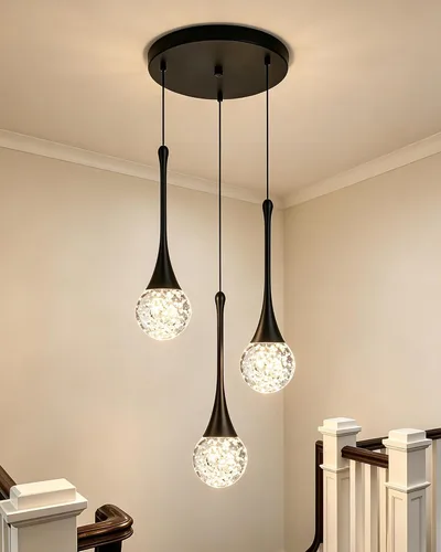 Vista 20 de Candelabro de 5 luces de cristal cepillado dorado, regulable, con forma de gota de lluvia, lámpara colgante en espiral ajustable de lujo