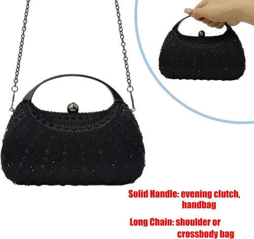 Vista 6 de Elegante bolso de mano de cristal con diamantes de imitación para mujer, bolso de fiesta, boda, baile de graduación, bolsa brillante