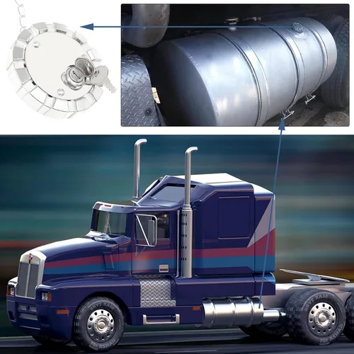Vista 6 de Tapa de combustible de bloqueo (1 unidad), Compatible con Kenworth Peterbilt Freightliner Western Star, rosca de 3 1/2 pulgadas, ventilada de 5.5