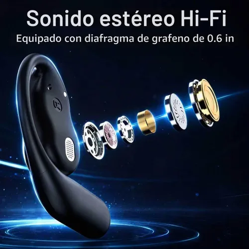 Vista 4 de Hsility Auriculares inalámbricos Bluetooth con micrófono integrado con ganchos para los oídos 50 horas de reproducción, pantalla LED, estuche