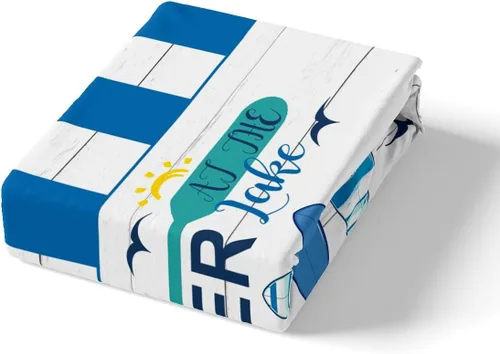 Vista 4 de Erosebridal Funda de edredón náutica para niños y niñas, juego de ropa de cama azul y blanco oceánico, funda de edredón de tabla de surf Hawaii