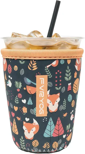 Vista 77 de Fundas de neopreno reutilizables aisladas para café helado, fundas para tazas de café helado, fundas para bebidas heladas y calientes