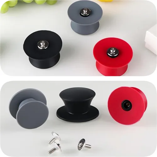 Vista 4 de 2 piezas universales de silicona para tapa de olla de repuesto para tapa de sartén (negro)