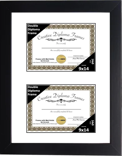 Vista 20 de Creative Picture Frames Marco de diploma doble clásico negro de 6 x 8 pulgadas con vidrio negro y colgador de pared instalado