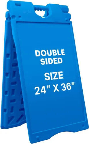 Vista 12 de Jumbl Letrero sándwich con marco en A para exteriores, superficie de visualización de 24 x 36 pulgadas, con protector de letrero de PVC y agujeros