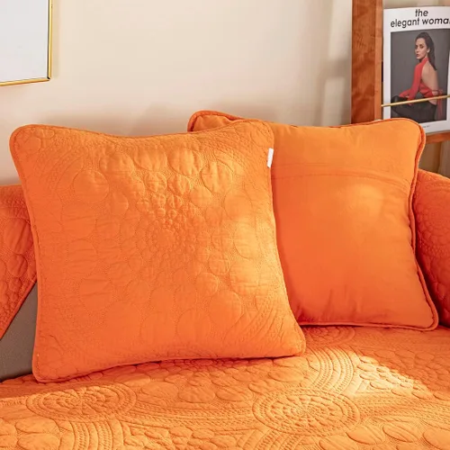 Vista 17 de vctops Funda de Sofá con Bordado de Círculo Bohemio de Color Sólido de Algodón Acolchado Antideslizante Fundas de Sofá Seccional Funda de Sofá