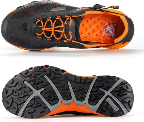 Vista 5 de HUMTTO - Zapatos de agua anfibios para hombre, sandalias de senderismo y de agua para exteriores, puntera cerrada, antideslizantes, zapatos de río