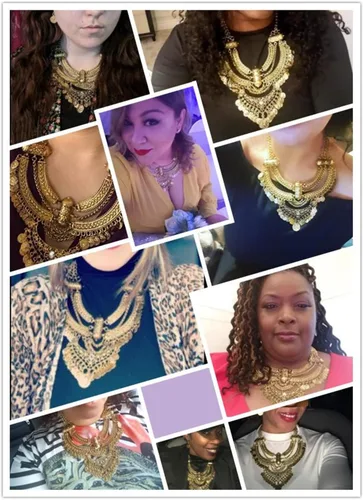 Vista 4 de Conjunto de joyas de estilo étnico punk con diseño bohemio y aretes para mujer, Metal, cristal