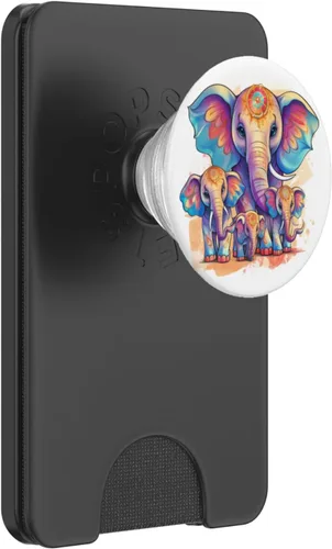 Vista 7 de Cute 3 Kids Mama Elephant - Madre de 3 niños niños PopSockets intercambiables PopGrip