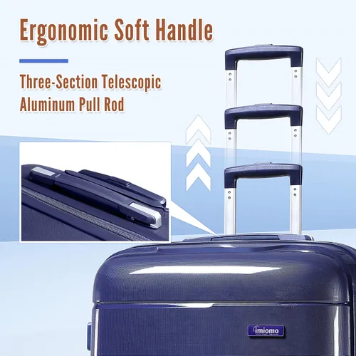 Vista 8 de Joyway maleta de equipaje, Azul, Equipaje Spinner Ruedas Hardside Equipaje 8pcs Set Ligero Pp Durable Equipaje Con Tsa Lock..