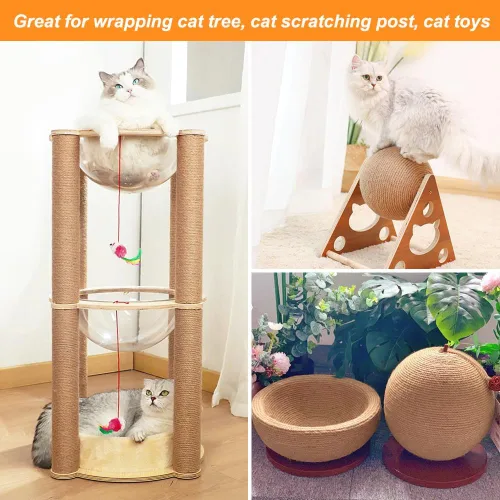 Vista 4 de Tenn Well Cuerda de yute de 6 mm, 20 metros de cuerda de yute fuerte y gruesa para manualidades, jardinería, poste de rascado para gatos, embalaje