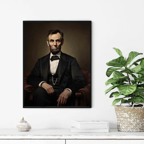 Vista 2 de Abraham Lincoln - Póster impreso artístico, retrato presidencial oficial, decoración de pared, colección de galería de arte del presidente, pintura