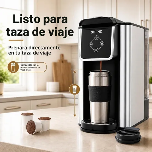 Vista 2 de SIFENE Cafetera de una sola porción 3 en 1, K-Pod y cafetera de té Negro