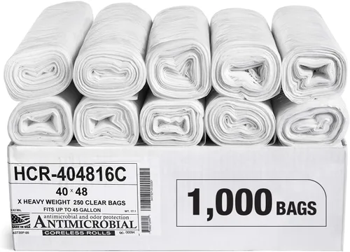 Vista 37 de Aluf Plastics Bolsas de basura de alta densidad, 10 galones, 4000 unidades, 6 micras (eq), 24 x 24 pulgadas, negras, para baño, oficina, industrial