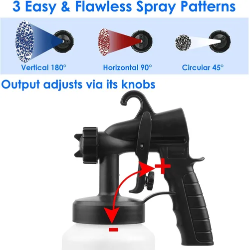 Vista 2 de Pulverizador de pintura, pistola de pulverización HVLP de alta potencia de 650 W con 3 patrones y contenedor desmontable de 27.1 fl oz, pulverizador