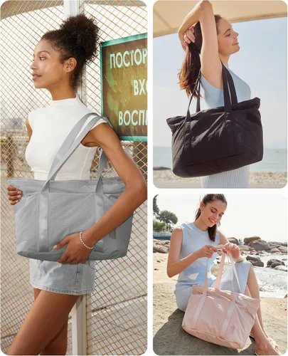 Vista 35 de BAGSMART Bolsa de mano para mujer con cremallera, bolsa de gimnasio con compartimentos, bolsa de trabajo para enfermera, baile, bolsa de yoga