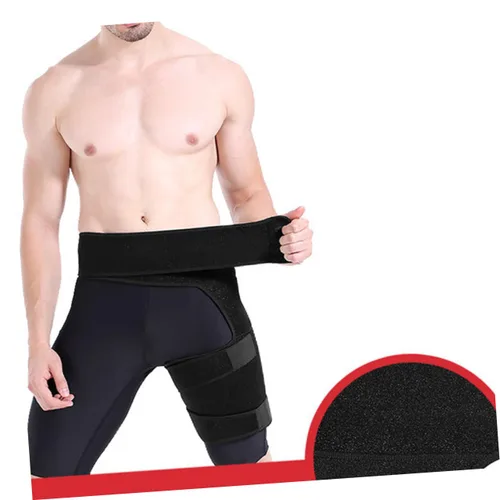 Vista 3 de Toyvian Soporte de compresión ajustable para cadera y muslo, correa de soporte con tensión elástica ancha, protector de cadera transpirable