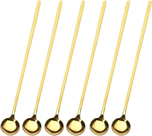 Vista 10 de 6 cucharas de café negras, cucharas de café espresso de acero inoxidable 18/8, mini cuchara de té Vogue de 5.2 pulgadas, cuchara pequeña agitadora