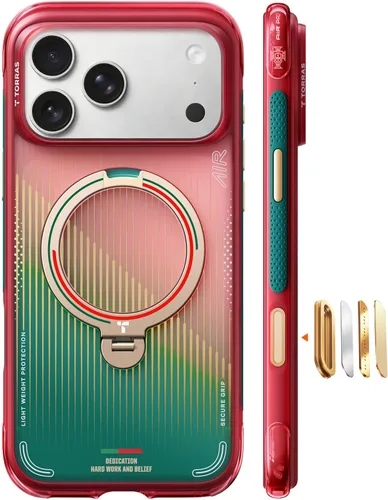 Vista 14 de TORRAS Ostand Q3 Air - Funda para iPhone 17 Pro con soporte magnético de 360°, compatible con MagSafe, probada contra caídas de grado mil, botón
