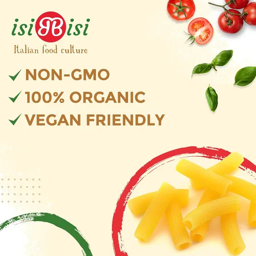 Vista 4 de isiBisi Pasta Rigatoni sin gluten, paquete de 3 – Fideos artesanales de maíz y arroz – Vegano, sin OMG, fabricado en Italia