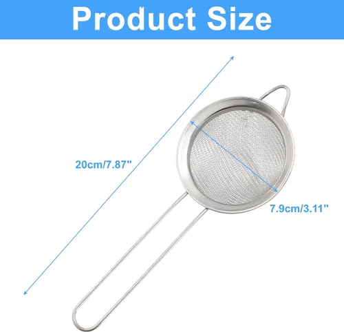 Vista 2 de Piutouyar Coladores de malla fina de 3.1 in/3.15 pulgadas, coladores de cocina de acero inoxidable, colador de malla fina de alta resistencia