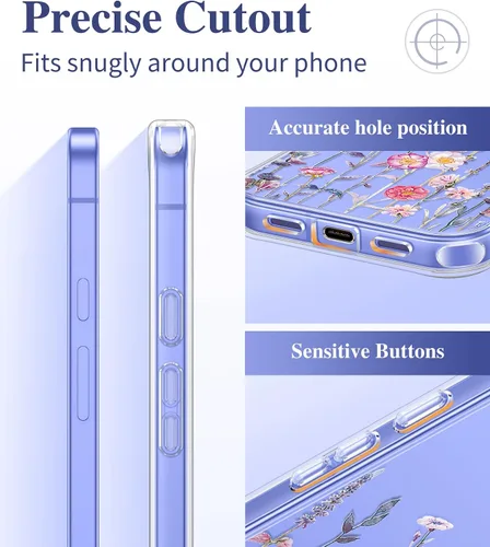 Vista 7 de GVIEWIN Funda para Google Pixel 10a con protector de pantalla, protección contra caídas de grado militar, no amarillenta, transparente, floral