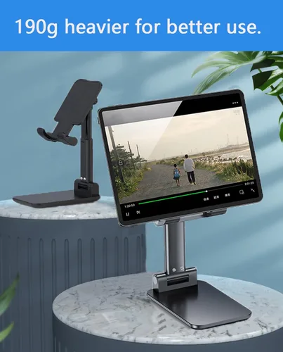 Vista 2 de Soporte de teléfono celular para escritorio, soporte de teléfono con estable antideslizante, aumenta de peso para ser estable, compatible con iPhone