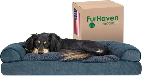 Vista 32 de Furhaven - Cama para perros, cojín de almohada tradicional sofá y colchón de espuma rectangular terapéutico de lujo con funda extraíble para perros