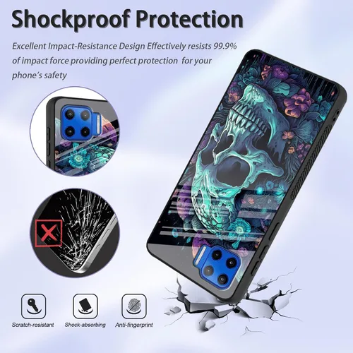 Vista 303 de Funda para Motorola Moto Edge 2022, cubierta trasera de vidrio templado con protector de pantalla, funda protectora a prueba de golpes para Motorola