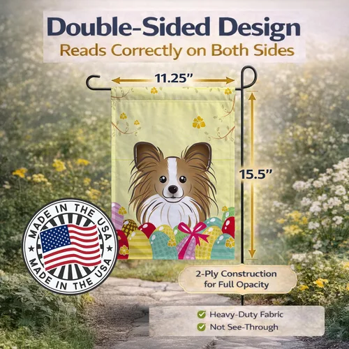 Vista 397 de Caroline's Treasures BB1923GF Bandera decorativa para jardín con diseño de Border Collie, para caza de huevos de Pascua, para jardín, jardín, patio