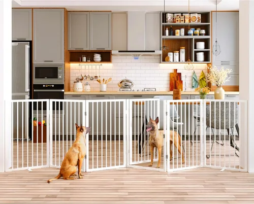 Vista 10 de Vantas - Puerta para perros plegable e independiente extra ancha con puerta, 80 x 24 pulgadas, color negro