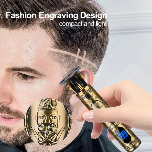 Vista 2 de Máquina eléctrica de corte de pelo con bajo ruido recargable JM700AL corte de cierre inalámbrico T Blade Hair Trimmer hombres, dorado, 20X11X5.2.0 in