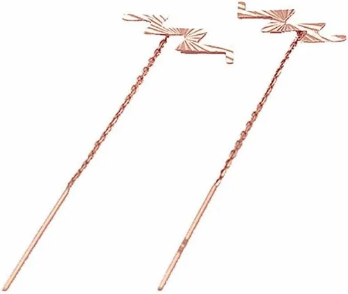 Vista 6 de SAGEKING 2024 New 585 Purple Gold Unusual Short Ear Line Plated 14K Rose Gold Simple Geometric Earrings For Women Suitable For Daily Jewelry Fashion