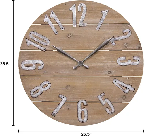 Vista 5 de LaCrosse 404-3960W Reloj de pared de cuarzo de madera rústica de 23.5 pulgadas