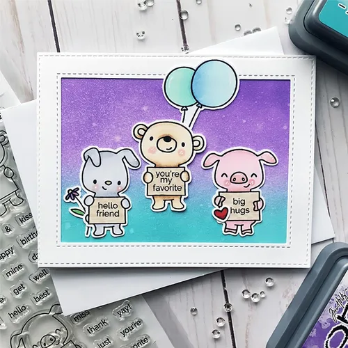 Vista 4 de Juego de sellos y troqueles de animales y palabras para hacer tarjetas, sellos transparentes y troqueles de corte de metal para álbumes de recortes