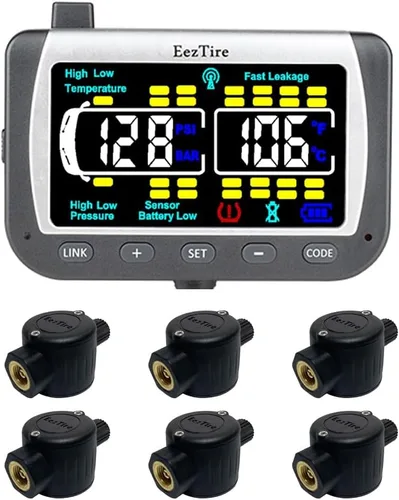 Vista 14 de EEZ RV Products EEZTire - Sistema de monitoreo de presión de neumáticos en tiempo real/24x7 - Monitor a color + 4 sensores + Sistema de refuerzo
