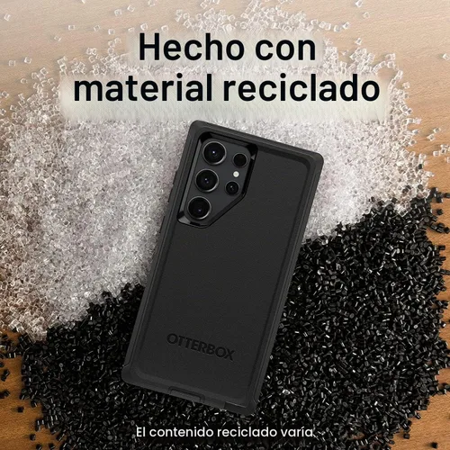 Vista 7 de OtterBox Funda para Galaxy S23 Ultra (solamente) - Serie Defender - Negro - Resistente y duradera - con protección de puerto - Incluye soporte