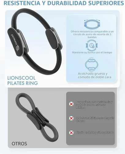 Vista 8 de LIONSCOOL Pilates Ring Set 14" Magic Circle, 9" Mini Ball, Resistance Bands