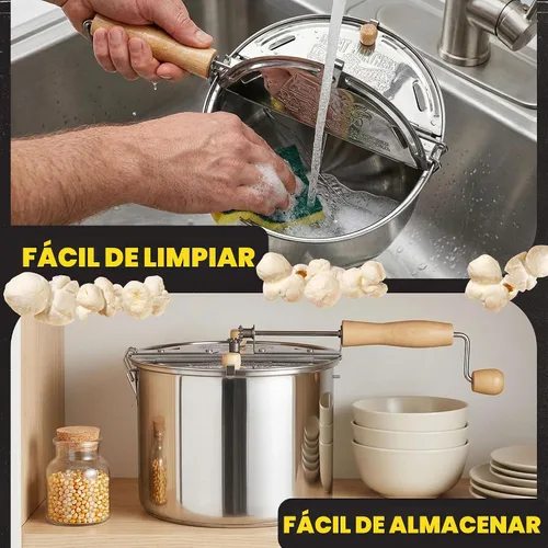 Vista 5 de Great Northern Popcorn 6251 olla original de acero inoxidable para palomitas de maíz, Twister, Plateado