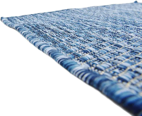 Vista 11 de Unique Loom Collection Alfombra de Área Plana Casual de Transición Sólida Jaspeada para Interiores/Exteriores (Pasillo 2' x 6' 1", Azul/Azul Marino)